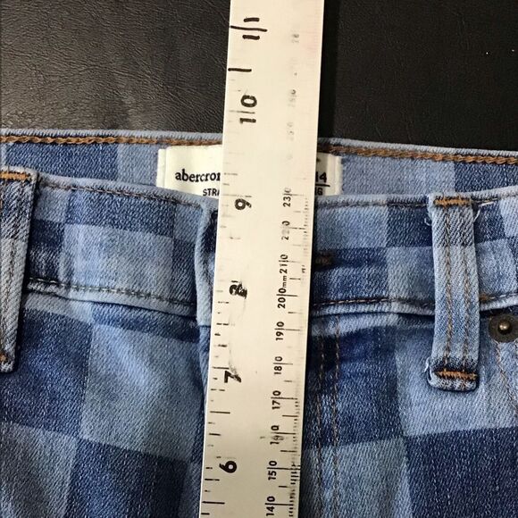 Abercrombie Kids Straight Two-Tone Blue Checkered Jeans 13/14 Long - Picture 7 of 11